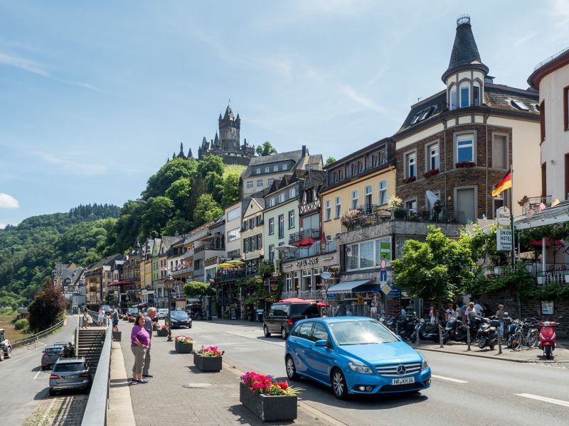 Cochem with castle overlooking the city